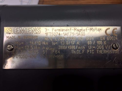Siemens Motor Model #1FT5074-1AF71-1AG0