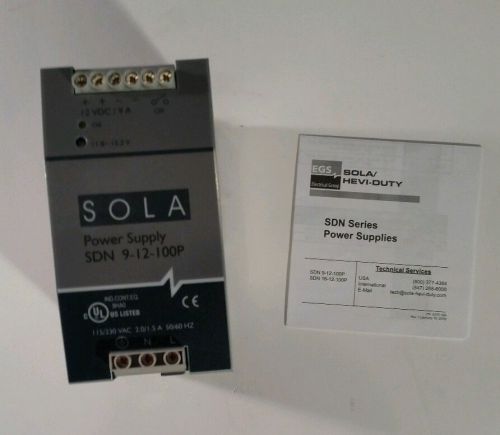 Sola sdn 9-12-100p 12vdc power supply 115/220vac supply voltage new in box for sale