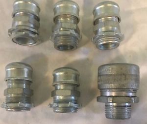 Assorted Crouse-Hinds CGB Cord Grip Fitting 3/4&#034; NPT - Lot of 6