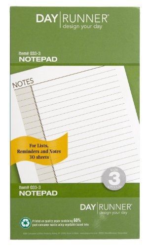 Day Runner Undated Lined Notepad Refill, 3.75 x 6.75 Inches (033-3)