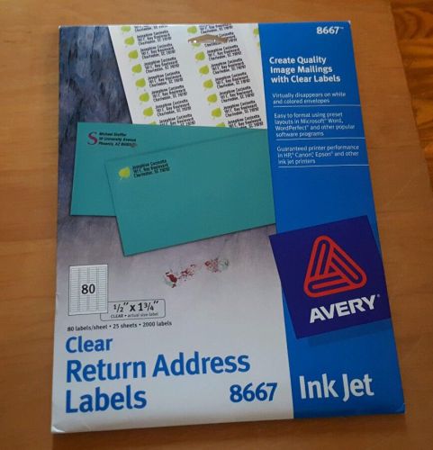 Avery 8667 Clear Return Address Labels (22 Sheets /1,760) Labels Ink Jet