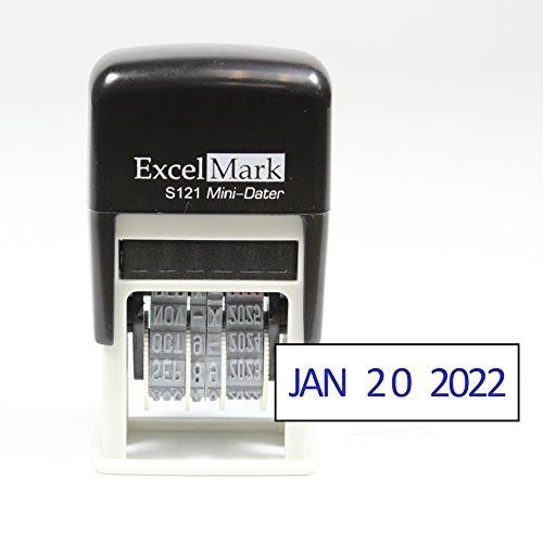 ExcelMark Self-Inking Date Stamp - S121 (Blue Ink)