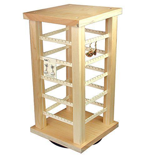 Ikee Design Wooden Rotating Earring Display, 7 3/8 X 7 3/8 X 15h. Hold up to 100