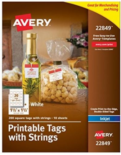 Avery Printable Tags With Strings, White, 1.5 X 1.5 Inches, Pack Of 200 (22849)