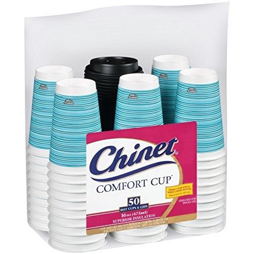 Chinet comfort cup (16-ounce cups), 50-count cups &amp; lids for sale