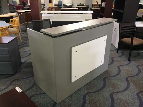 5 Ft Reception Desk 44&#034; High  Silver and White