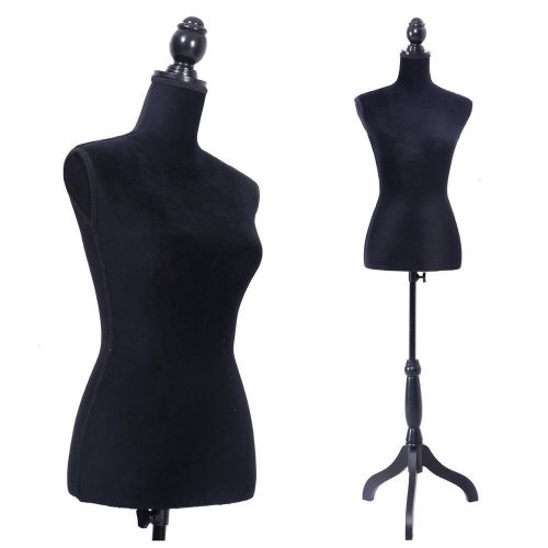 Black Female Mannequin Torso Clothing Display W/ Black Tripod Stand New
