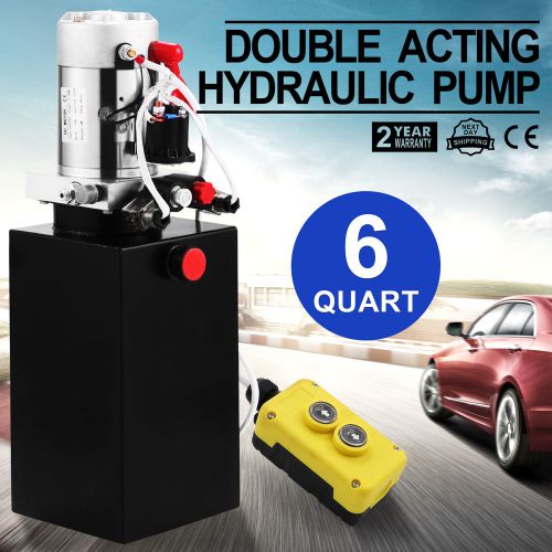 6 QUART DOUBLE ACTING HYDRAULIC PUMP DUMP TRAILER TOOL UNLOADING DC 12V GOOD