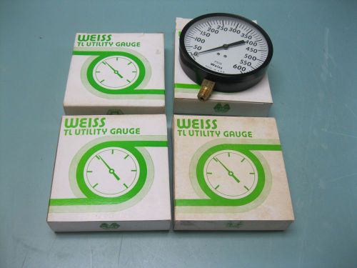 Lot (4) Weiss 0-600 PSIG Pressure Gauge 4-1/2&#034; Face TL45P NEW D3 (2120)