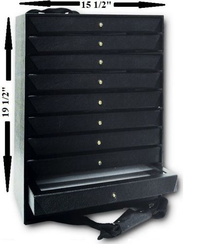 10 DRAWERS JEWELRY STORAGE JEWELRY ORGANIZER TRAVELLING JEWELRY CASE w/STRAPS