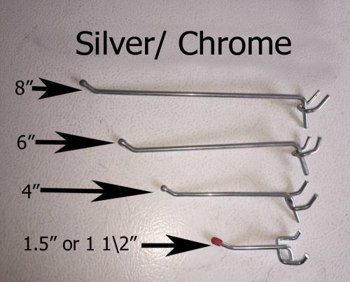 Set of 20 Metal Pegboard Hooks Silver / Chrome Color Heavy Duty in any size