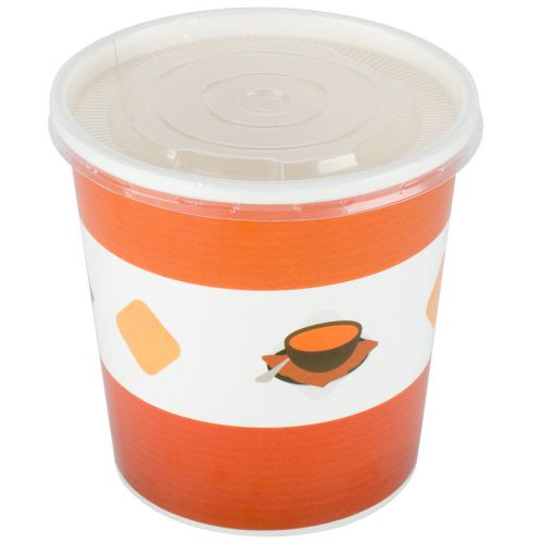 Choice 32 oz. Double-Wall Poly Paper Soup / Hot Food Cup with Plastic Lid - 250/
