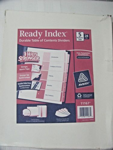 READY INDEX DURABLE TABLE OF CONTENTS DIVIDERS~5 MULTICOLOR TABS~24 SETS