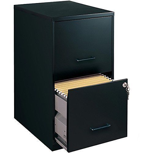 Filing Cabinet 2 Drawer Black With Lock For Home Office Workspace Work Office