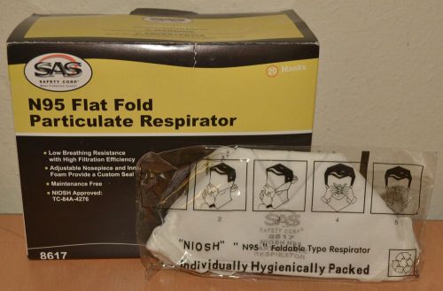 SAS Safety Corp. N95 Flat Flod Particulate Respirator Masks - Set of 20-