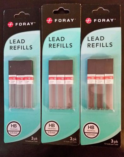 Foray Lead Refills 0.5 mm HB Hardness Tube of 12 Leads 60mm 3 Pack New