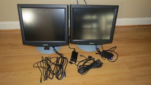 Lot of 2 Barco MFCD1219 TS Monitors w/ Power, Dual DVI, Bizlink 1421, USB Cords