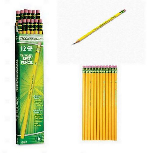 Pencils Wood-Cased 2 HB Graphite Box of 12 Eraser Clean Drawing Writing School
