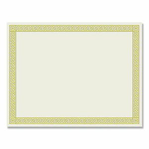 Foil Border Certificates, 8.5 x 11, Ivory/Gold, Channel, 12/Pack 963070 963070