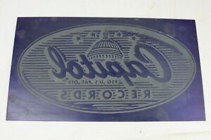 Vintage Capitol Records Sheet Metal Printing Press Plate Template - 13&#034; x 7&#034;