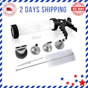 Jerky Gun Kit 1.5Pound Capacity Jerky Maker Plastic Barrel with 4Stainless Steel