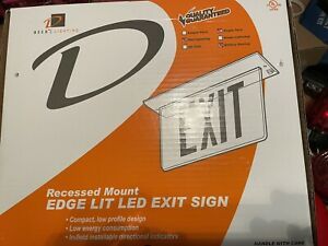 Deco Lighting Recessed Mount Edge Lit Led Exit Sign
