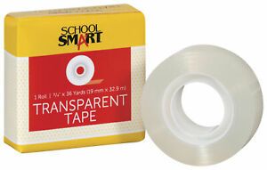 School Smart Transparent Tape, 3/4 Inch x 36 Yards, Pack of 12