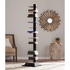 Black Spine antique Tower Shelf, 12 shelves, Each shelf supports up to 9 pounds
