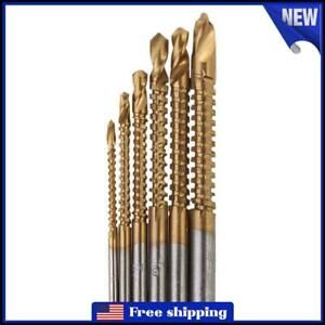 6Pcs Titanium Coated HSS Drill &amp; Saw Carpenter Woodworking Plastic Metal  3