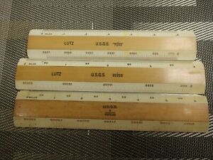 Lutz U.S.G.S. topographical rulers 1/7200 1/40000 1/62500 scales feet mile scale