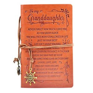 To My Granddaughter Classic Spiral Bound Leather Journal,Refillable,5’’ Vintage