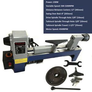 8&#039;&#039;x12&#039;&#039; Variable Speed Benchtop Wood Lathe 1/3HP 500-3200RPM 1&#034; 8 TPI Spindle