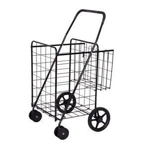 Topbuy Utility Folding Shopping Cart with Swivel Wheels Easy Storage