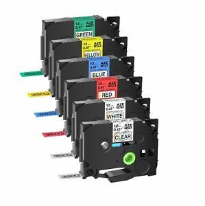 Compatible with Brother 6PK Glitter Clear White Red Blue Yellow Green Laser Labe