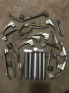 31 Piece Lot ADC Laryngoscope Blades Stainless Mac Miller Handles Mixed Lot 31x