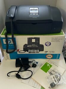 HP 1250 Fax Machine, Gray + Original Box, Manual, Cords - OEM for Repair