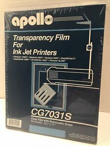 Apollo Transparency Film For Ink Jet Printers CG7031S 50 sheets 8.5&#034;x11&#034; Sealed