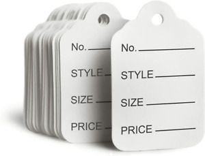 White Unstrung Marking Price Tags Printed Size Paper Clothing Clothes 1000 Pack