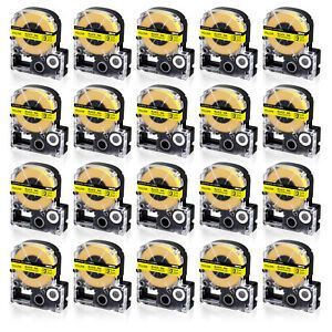 20PK Black on Yellow 9mm Compatible for KingJim SC9YW EPSON LK-3YBW 209BY Label