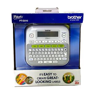 Brother P-touch, PTD210, Label Maker, One-Touch Keys, Multiple Fonts, Grey/White