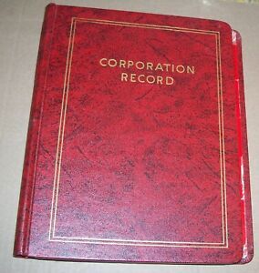 Vintage Corporation Record Book Red Leather with Insert Pages