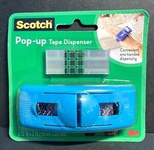 New 2008 Light Blue Scotch Pop-up Tape Dispenser With 75 Strip Tape Pads (USA)3M