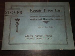 STOVER Engine Works Repair Price List Original Rare