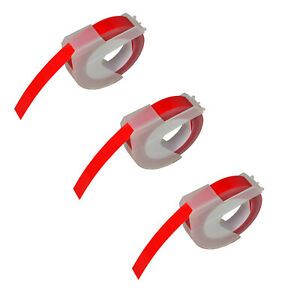 3PK 3D 9mm Embossing 520102 Label Tape Red For DYMO Organizer Xpress Pro 12966