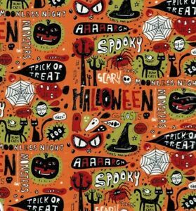 Hydrographic water transfer film WATER 19x79&#034; print  HALLOWEEN CARTOON orange US