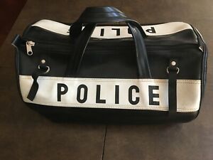 LEATHER POLICE DUFFLE TYPE BAG WITH POLICE LETTERING
