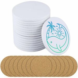144 Pack Sublimation Blanks Round Ceramic Tiles Coasters with Cork Backing Pads