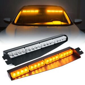 34&#034; Amber LED Emergency Visor Dash Deck Split w/ Take Down Strobe Lightbar