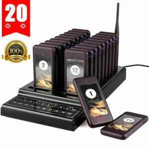 Wireless Queuing Equipment 20CH 1 Transmitter+20 Call Coaster Pagers Chargeable