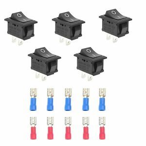 QTEATAK 5Pcs On/Off Boat Rocker Switch 5Pcs 2 Pin Position Snap 12V 110V 250V...